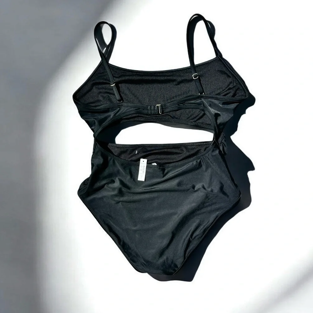 🌻NEW w/tags Madewell Second Wave Cutout Black One-Piece Swimsuit Size XL